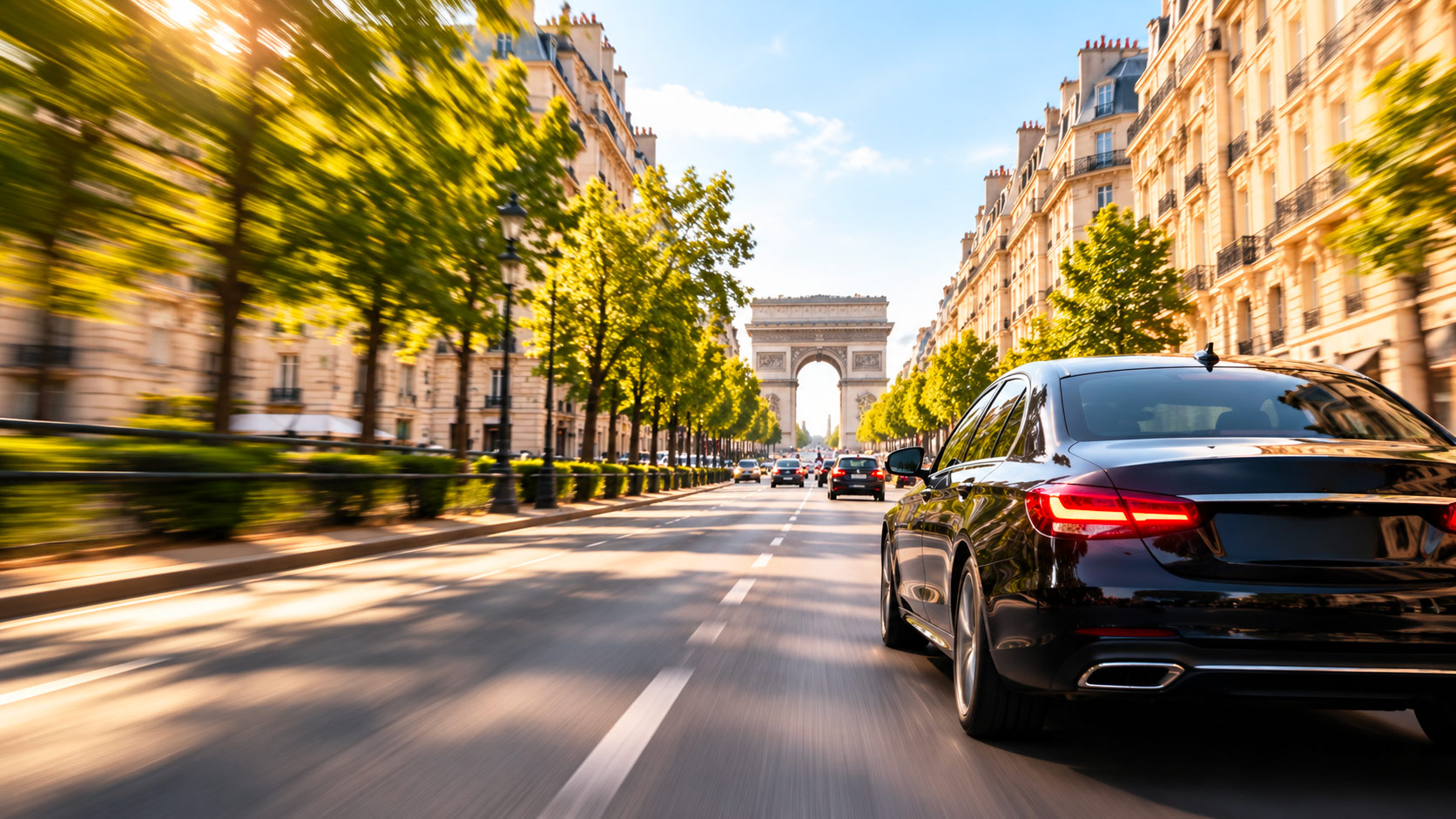 Voiture circulant sur un boulevard parisien