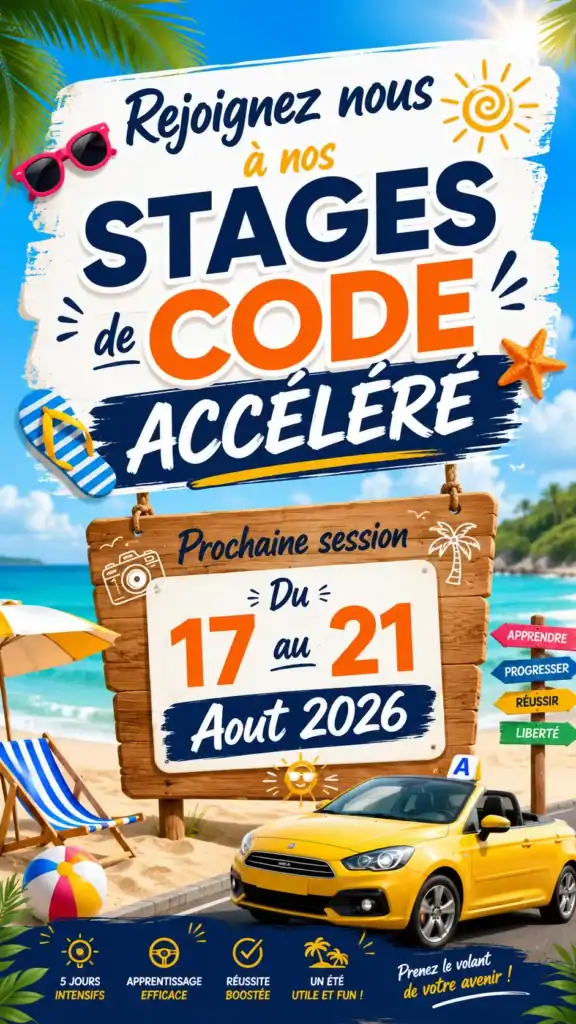 Rejoignez nous à nos stages de code accéléré-Prochaine session Du 17 au 21 Aout 2026